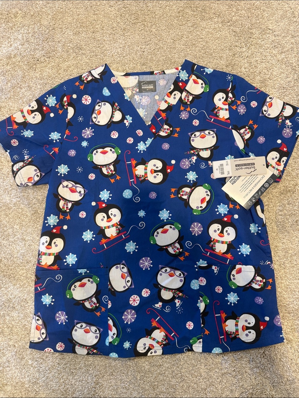 Blue Penguin Print Women’s Pajama Top - Unbranded